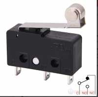 Микровыключатель с рычагом и роликом (5А, 250В, 20х10х6мм)