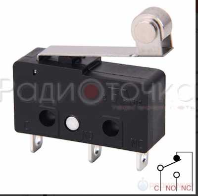Микровыключатель с рычагом и роликом (5А, 250В, 20х10х6мм)
