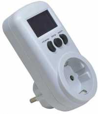 Ваттметр Robiton PM-1, 16A, до 3600W, ж/к дисплей, кол-во кВт/ч, некруглосуточный, белый