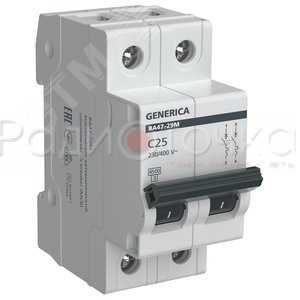 Выключатель автоматический IEK GENERICA ВА47-29М 2P 25А 4,5кА х-ка C
