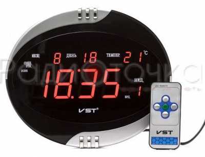 Часы VST770Т-1  (крас.цифры+блок)