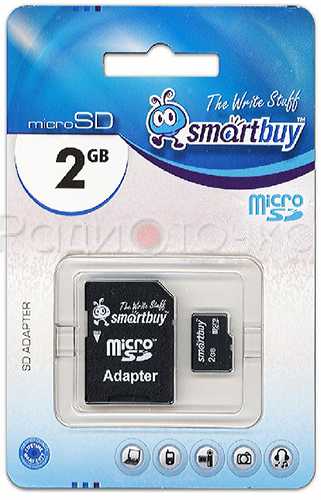 Карта памяти Micro-SD 2Gb Smart Buy (UHS Class 4, запись-4 М/с, чтение-20 М/с) адаптер