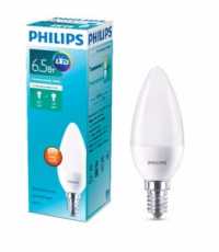 Лампа Philips E14 6,5W(600lm) 4000K 104х37 матов. Свеча