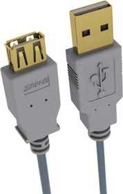 Кабель BELSIS USB2.0 А вилка-USB А розетка с ф/фильтром, GOLD, 3,0 м (SG1193)