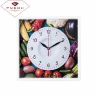 Часы настенные "Рубин" Любимые овощи (квадрат 30х30см, корпус белый)