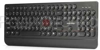 Клавиатура Smartbuy 228 USB черная, круглые клавиши, подставка для кистей