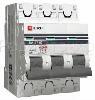 Выключатель автоматический EKF PROxima ВА 47-63 3P 16А 4,5kA х-ка С mcb4763-3-16C-pro (с опломб.)