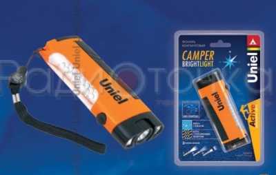 Фонарь Uniel S-TL018-C (3xR03) 8+3 св/д, оранжевый/пластик