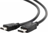 Кабель Gembird DisplayPort вилка -HDMI вилка, 1,0м, 20M/19M, черный, экран, пакет