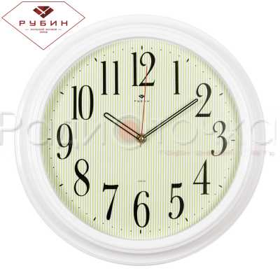 Часы настенные "Рубин" Классика в полоску (круг d=35см, рама коричневая)