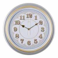Часы настенные "Рубин" Классика/Рама серебрянная с золотым кольцом (круг d=35см)