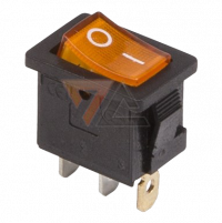 Выключатель клавишный желтый с подсветкой 250V 6A (3c) On-Off Mini (RWB-206, SC-768)