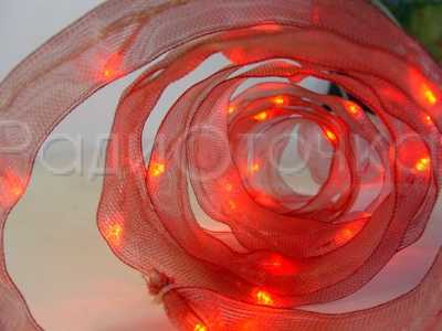 Гирлянда LED Лента (внутренняя, 50 красных LED, 5м, 8 режимов, с ЗЛ)