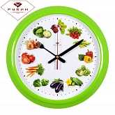 Часы настенные "Рубин" Овощи (круг d=30см, корпус зелёный)