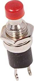 Кнопка круглая красная на замыкание металл (250В, 2А (2с))