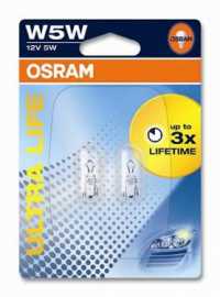 Лампа автомобильная OSRAM W5W 12V (2825-02B) (2шт.)