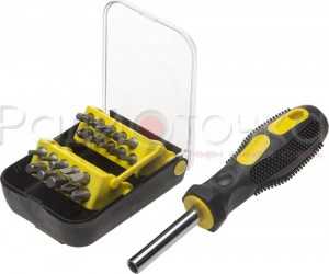 Набор STAYER отвертка-битхолдер "STANDARD" с магнитом, 2-комп. рукоятка, биты Сr-V, в боксе, 21 пред