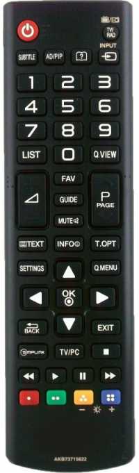 Пульт ДУ LG AKB73715622, AKB73715639, AKB73715650, LCDTV