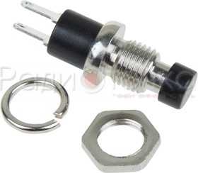 Кнопка круглая черная на замыкание металл Micro (250В, 2А (2с))