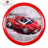 Часы настенные "Рубин" Спорткар красный (круг d=29см, красный)
