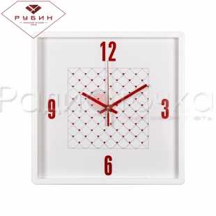 Часы настенные "Рубин" Сердечки (квадрат 30х30см, корпус белый)