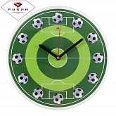 Часы настенные "Рубин" Футбольное поле (d=25см, основание белое)