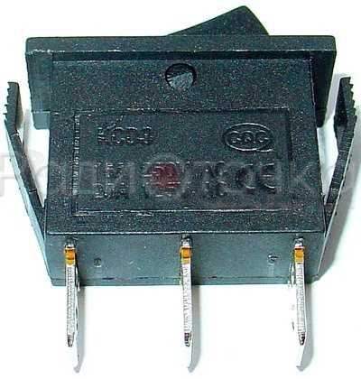 Выключатель клавишный 2 положения KCD3 (ON-OFF, 250V, 16A, 3pin, 28х10.5мм, без фиксации)